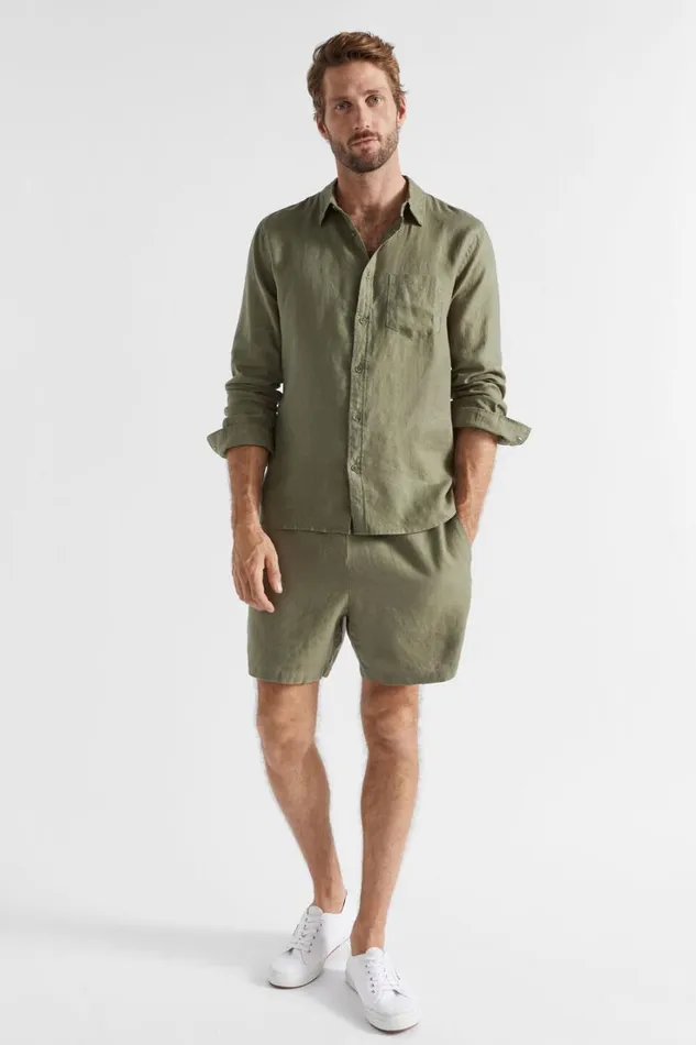 Shirts Man Seed Heritage Linen Shirt Bay Leaf