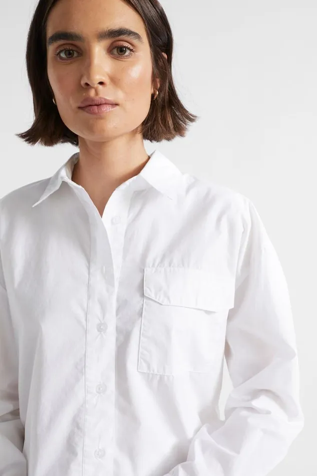 Shirts Woman Seed Heritage Cargo Poplin Shirt Whisper White