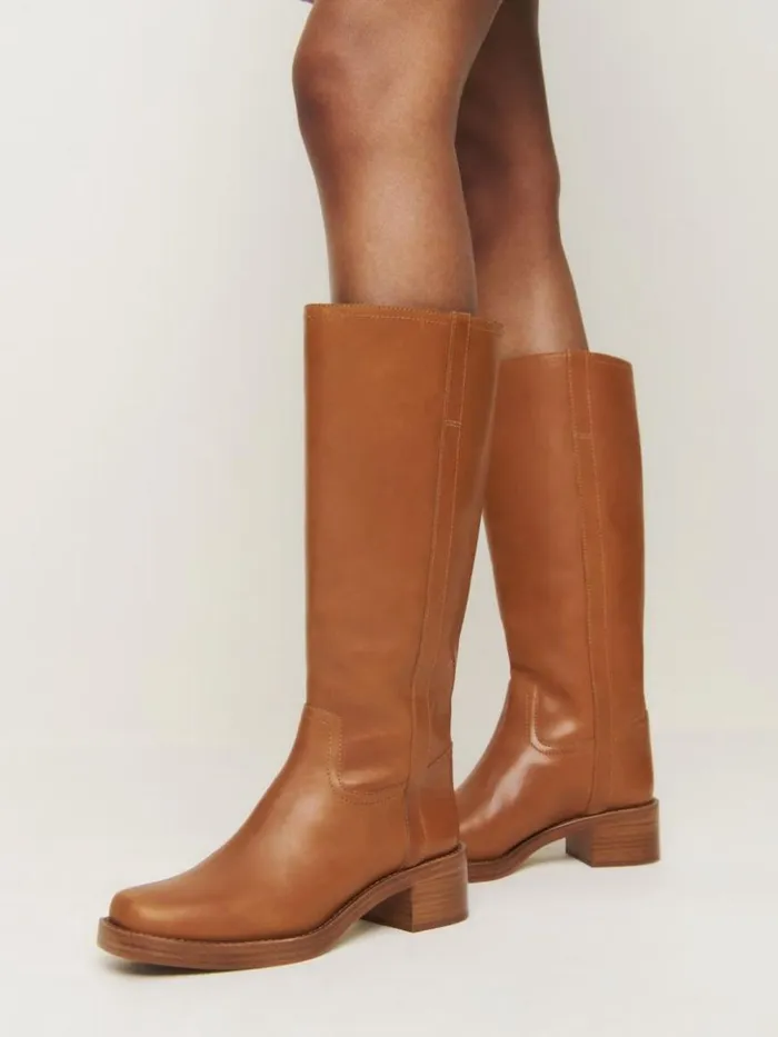 Shoes The Reformation Frances Knee High Boot Whiskey Leather