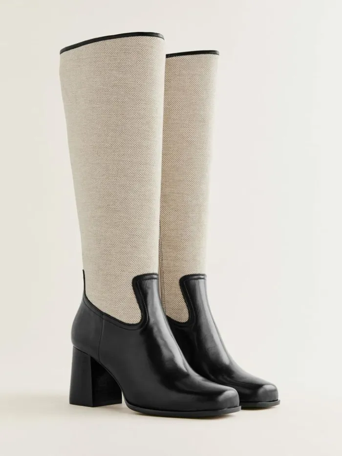 Shoes The Reformation Frederique Knee High Boot Black Oatmeal