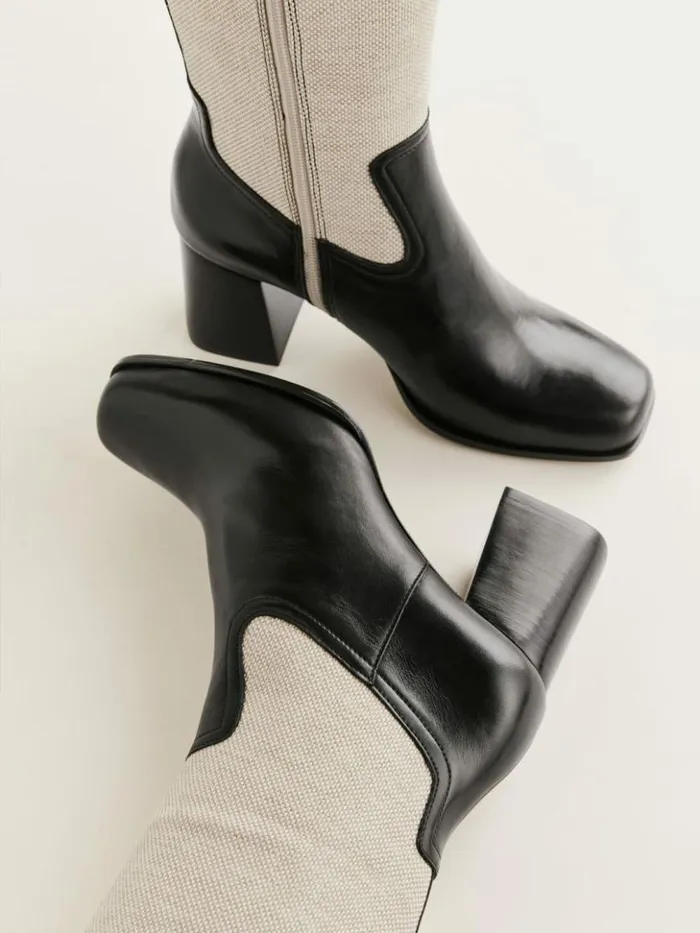 Shoes The Reformation Frederique Knee High Boot Black Oatmeal