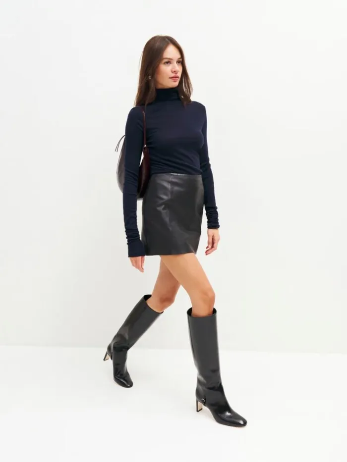 Shoes The Reformation Gaelle Knee Boot Black Leather