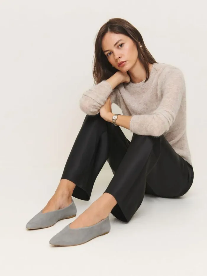 Shoes The Reformation Hailey Ballet Flat Shale Suede