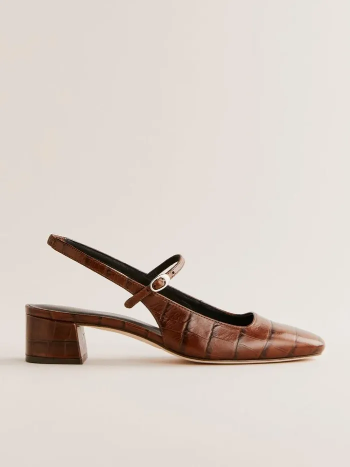 Shoes The Reformation Maddox Slingback Heel Brown Croceffect