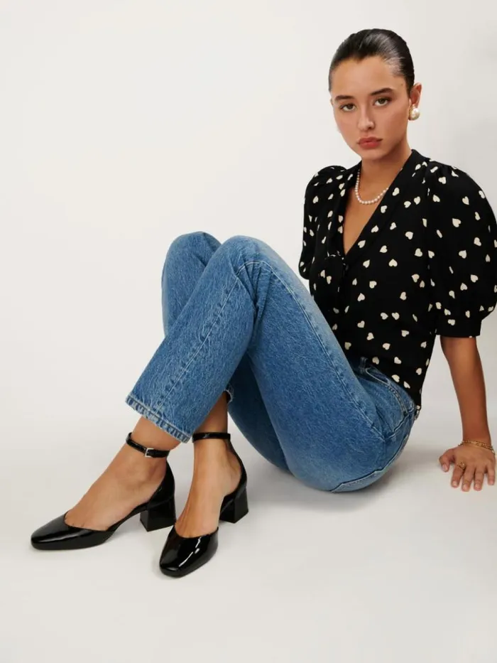 Shoes The Reformation Mallori Closed Toe Heel Black