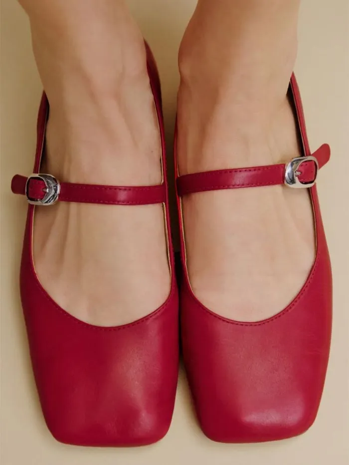 Shoes The Reformation Melissa Mary Jane Flat Scarlet