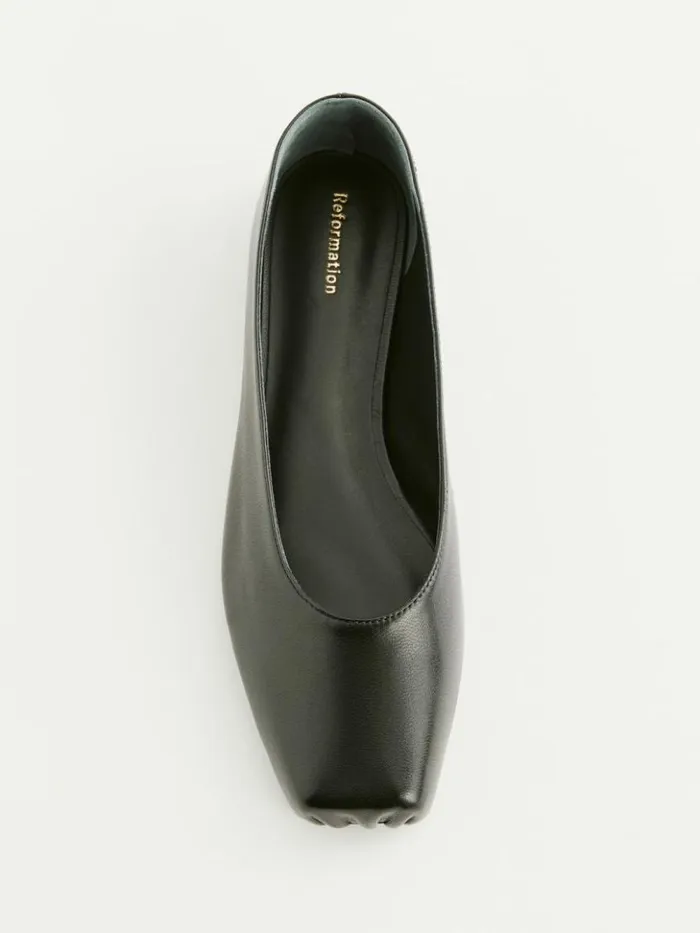 Shoes The Reformation Mikayla Ballet Flat Black Leather