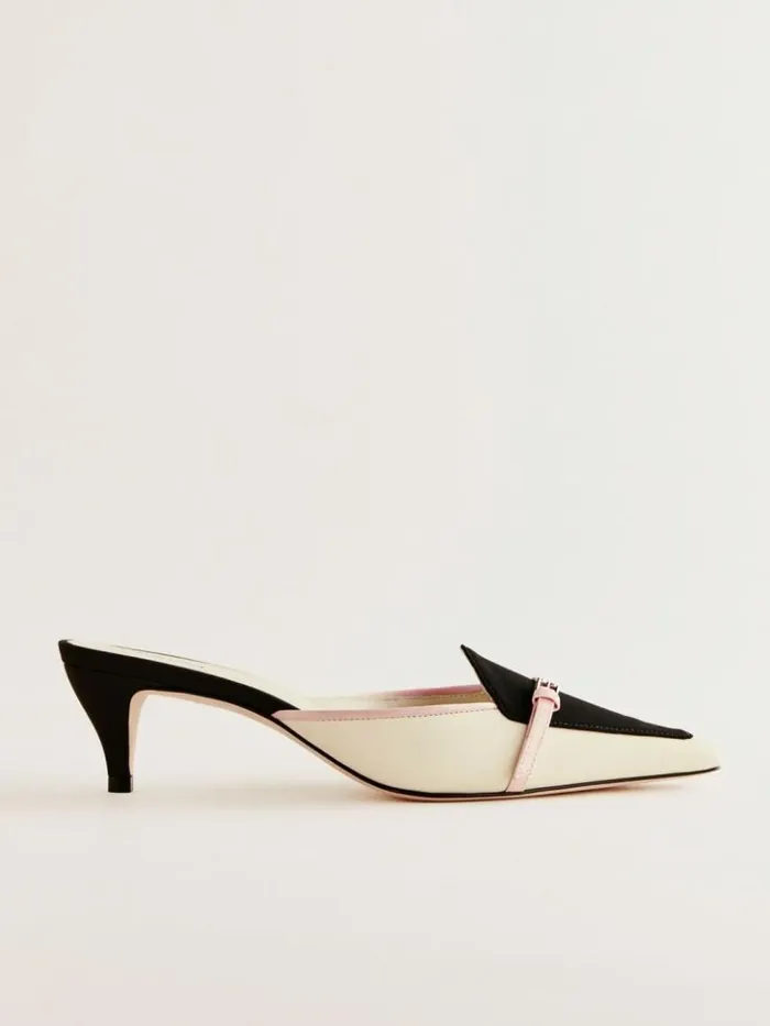 Shoes The Reformation Norris Heeled Mule Parmesan Black Rosewater