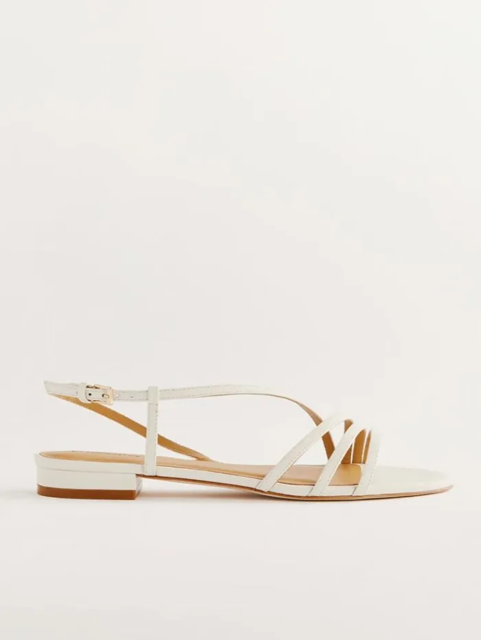 Shoes The Reformation Phoenecia Lattice Flat Sandal White