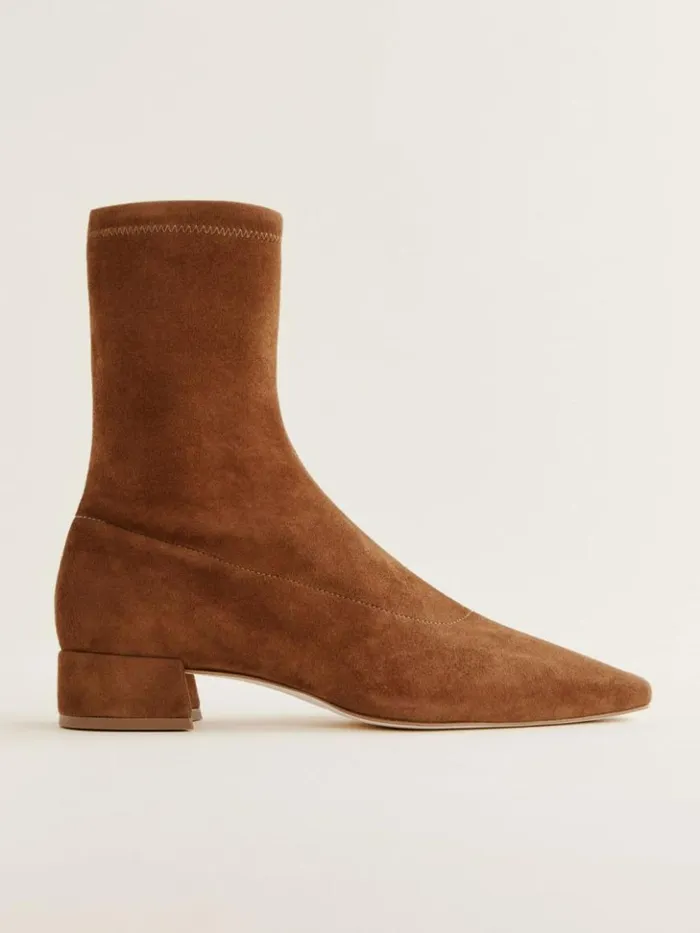 Shoes The Reformation Rosina Ankle Boot Rum Stretch Suede