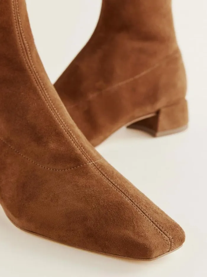 Shoes The Reformation Rosina Ankle Boot Rum Stretch Suede