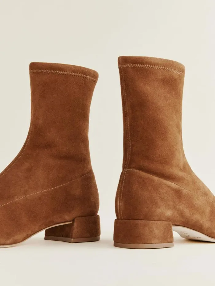 Shoes The Reformation Rosina Ankle Boot Rum Stretch Suede