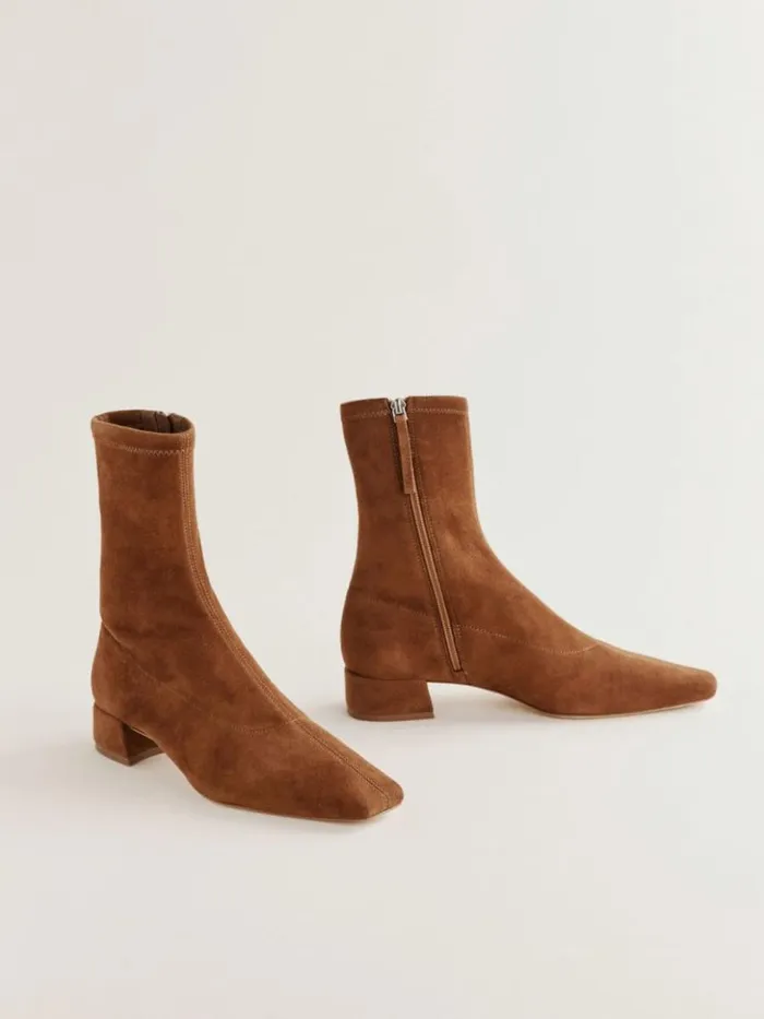 Shoes The Reformation Rosina Ankle Boot Rum Stretch Suede