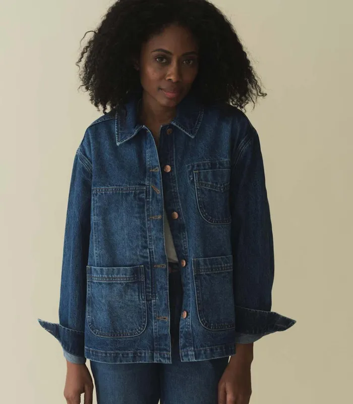 Shop GAELLE JACKET Bleu D039hier Wash DEN Jackets and Coats