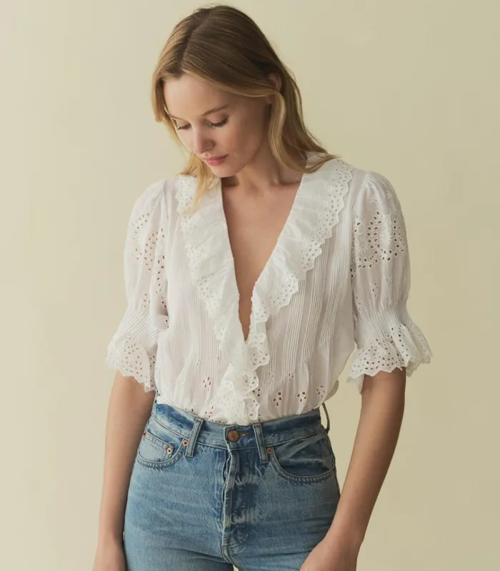 Shop HENRI TOP Salt Eyelet DEN Tops