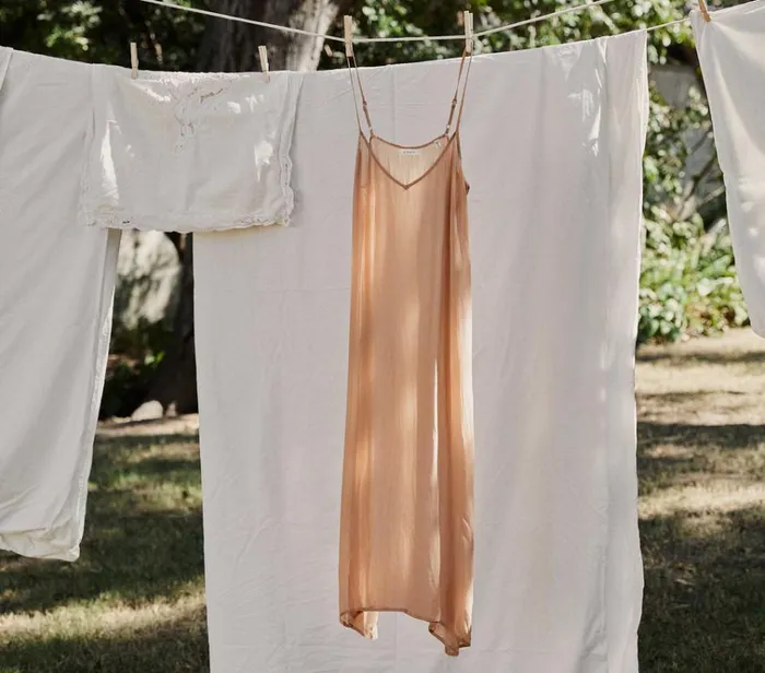 Shop LONG DEEP VNECK SLIP Sand Dollar DEN Delicates and Sleepwear