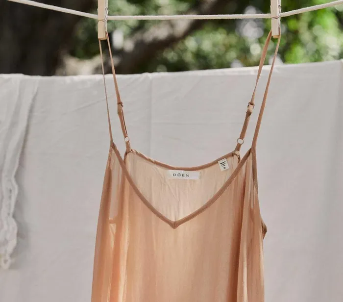 Shop LONG DEEP VNECK SLIP Sand Dollar DEN Delicates and Sleepwear