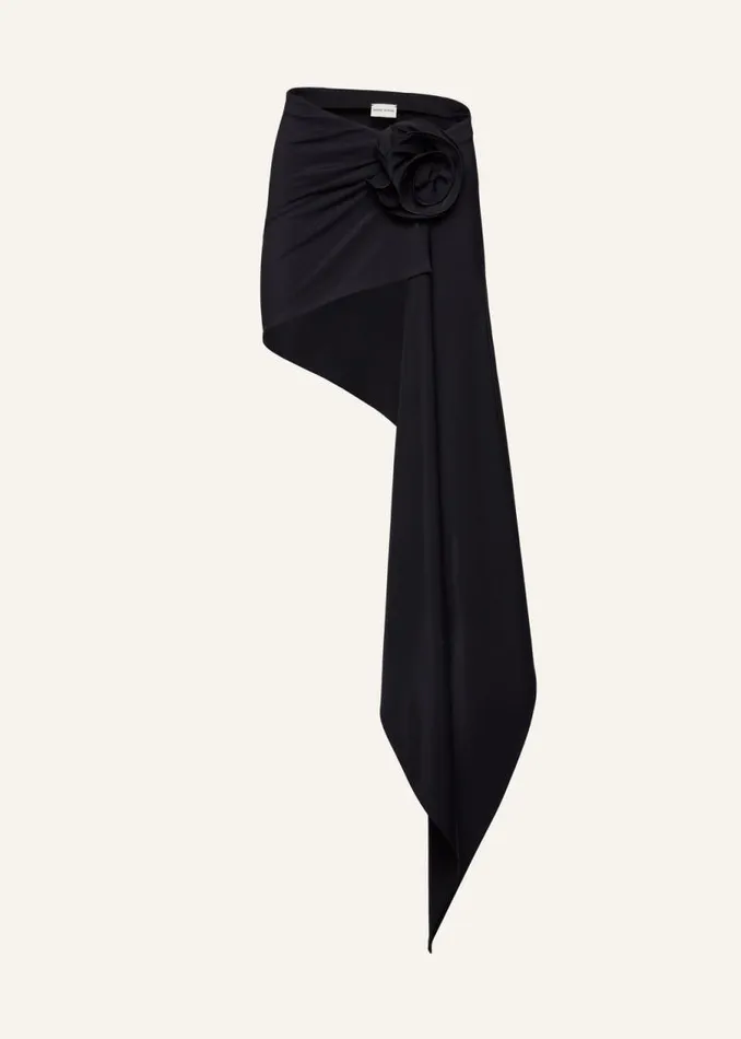 Shop Magda Butrym Beachwear Asymmetrical Draped Swim Skirt In Black