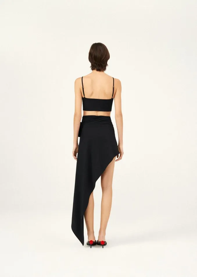 Shop Magda Butrym Beachwear Asymmetrical Draped Swim Skirt In Black Shop Magda Butrym Beachwear Asymmetrical Draped Swim Skirt In Black
