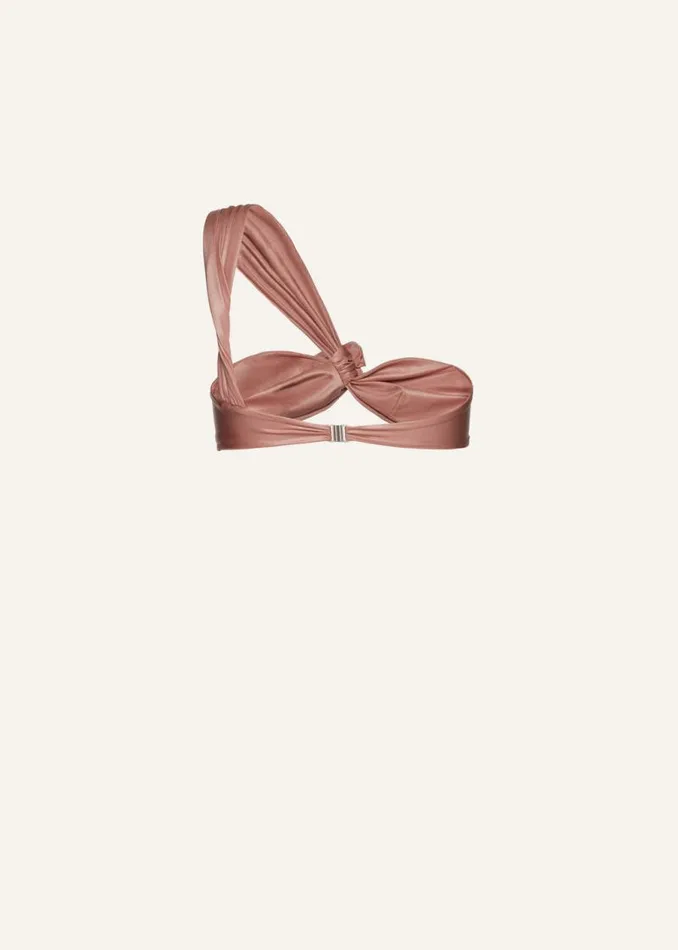 Shop Magda Butrym Beachwear One Shoulder Flower Swim Top In Metallic Blush Shop Magda Butrym Beachwear One Shoulder Flower Swim Top In Metallic Blush
