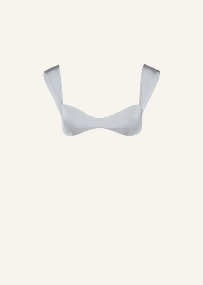 Shop Magda Butrym Beachwear Retro Bustier Swim Top In Metallic Grey
