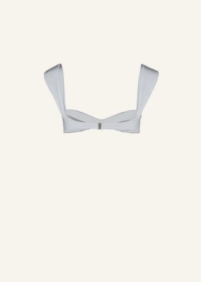 Shop Magda Butrym Beachwear Retro Bustier Swim Top In Metallic Grey Shop Magda Butrym Beachwear Retro Bustier Swim Top In Metallic Grey