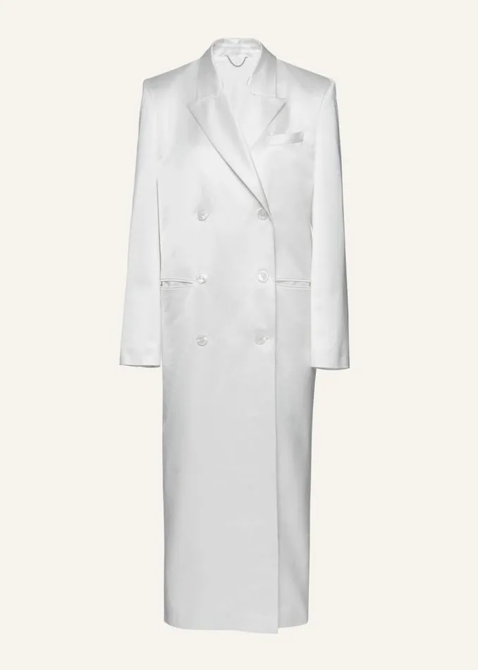 Shop Magda Butrym Coats And Jackets Classic Double Breasted Silk Coat In Cream