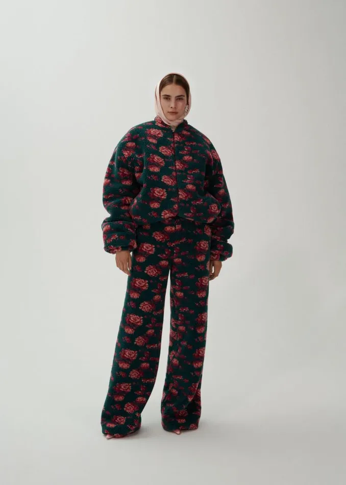 Shop Magda Butrym Coats And Jackets Oversized Fleece In Dark Green Floral Print Shop Magda Butrym Coats And Jackets Oversized Fleece In Dark Green Floral Print