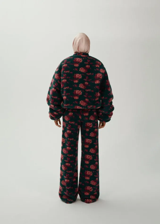 Shop Magda Butrym Coats And Jackets Oversized Fleece In Dark Green Floral Print Shop Magda Butrym Coats And Jackets Oversized Fleece In Dark Green Floral Print