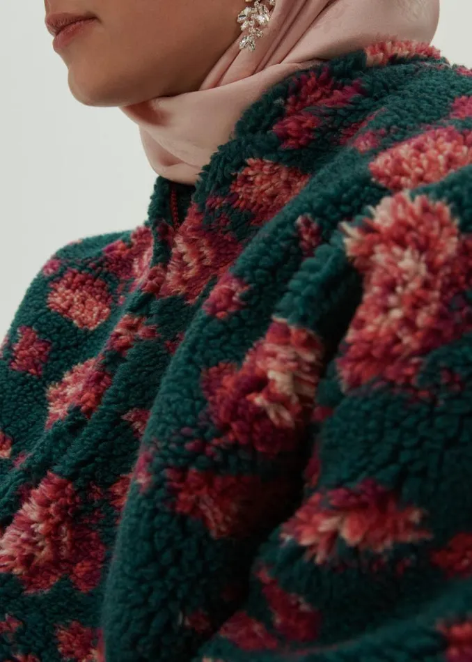 Shop Magda Butrym Coats And Jackets Oversized Fleece In Dark Green Floral Print Shop Magda Butrym Coats And Jackets Oversized Fleece In Dark Green Floral Print