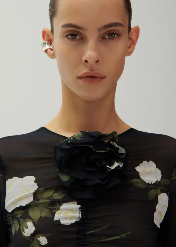 Shop Magda Butrym Dresses Gathered Jersey Midi Dress In Black Print Shop Magda Butrym Dresses Gathered Jersey Midi Dress In Black Print