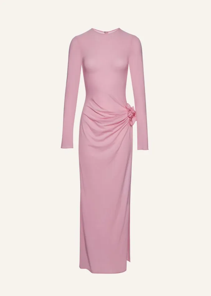 Shop Magda Butrym Dresses Gathered Long Sleeve Maxi Dress In Pink