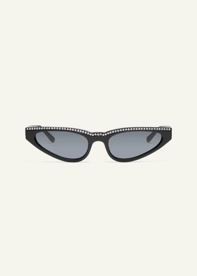 Shop Magda Butrym Eyewear Pointed Cateye Sunglasses In Black Crystals