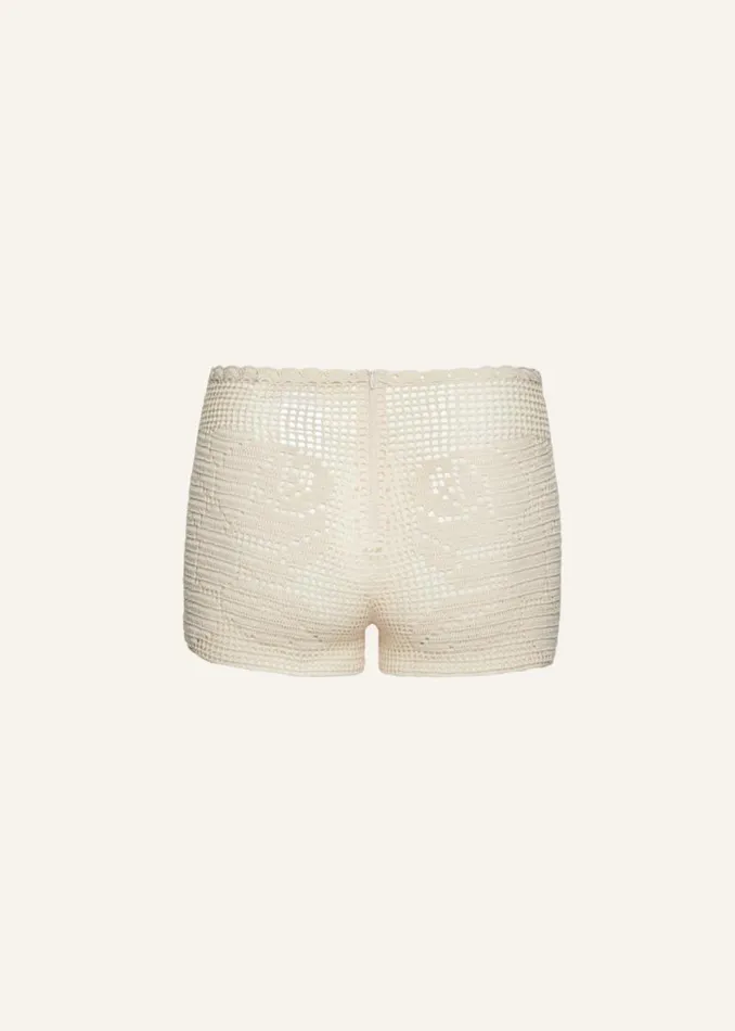 Shop Magda Butrym Handmade Lace Crochet Mini Shorts In Cream Shop Magda Butrym Handmade Lace Crochet Mini Shorts In Cream