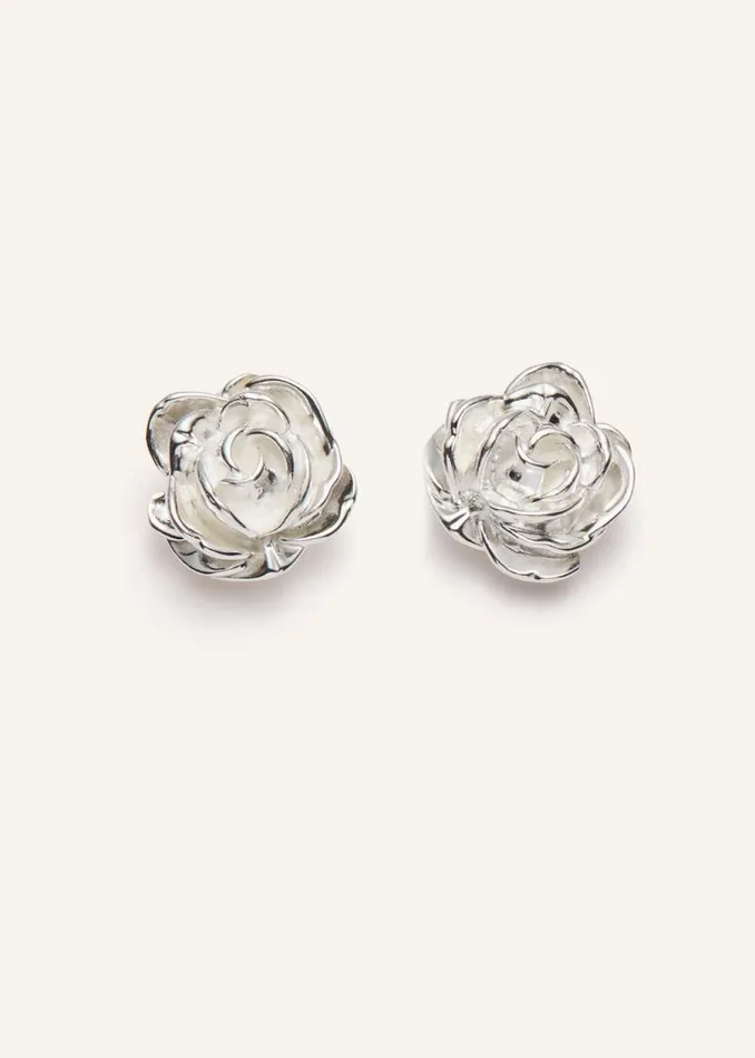 Shop Magda Butrym Jewelry Silver Rose Earrings