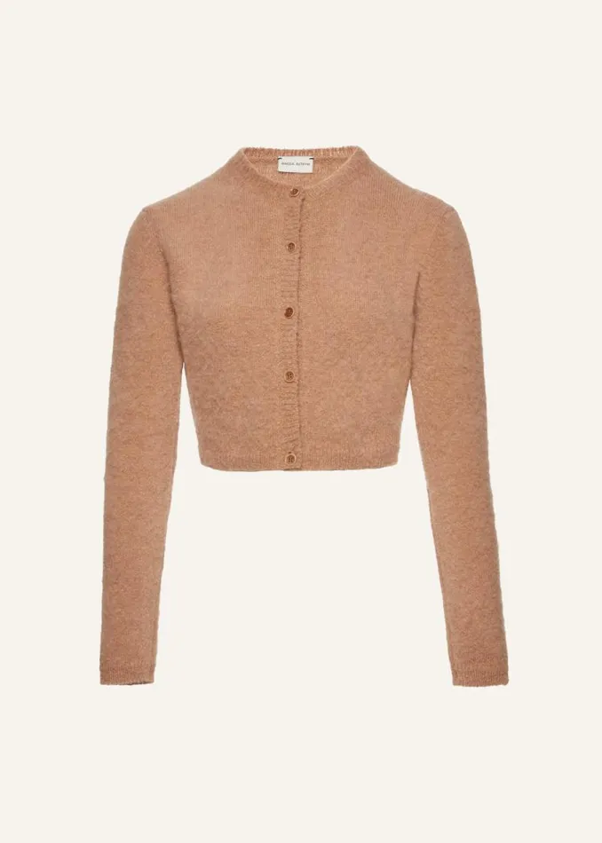 Shop Magda Butrym Knitwear Cropped Mohair Cardigan In Caramel
