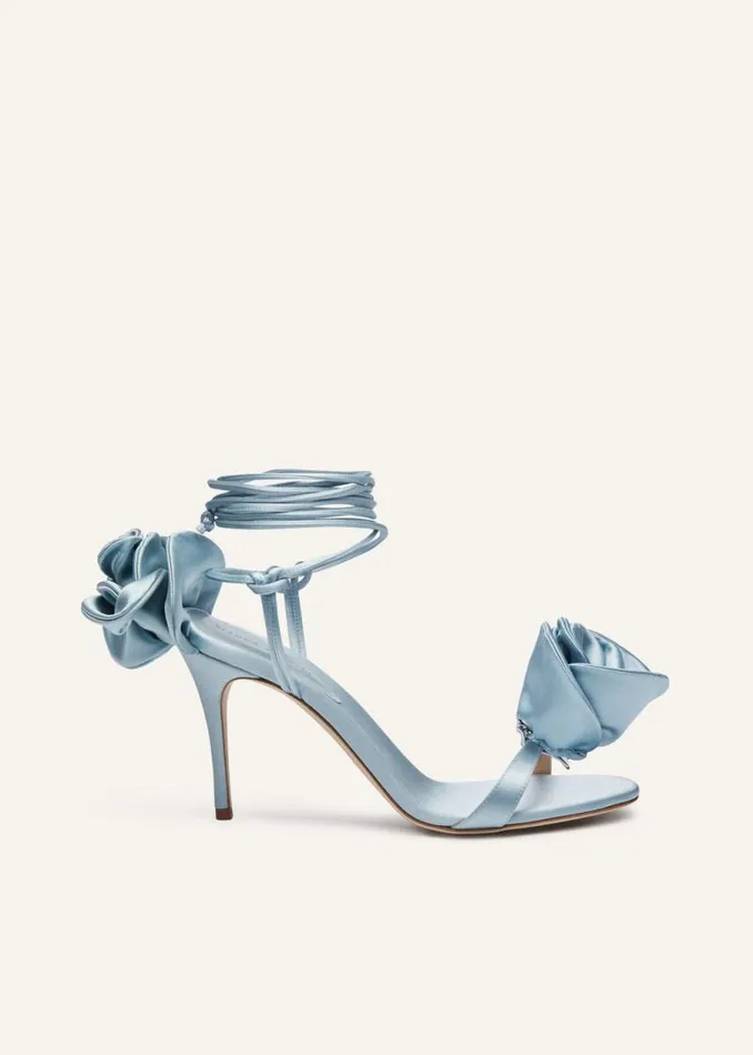 Shop Magda Butrym Shoes Double Flower Heel Sandals In Blue