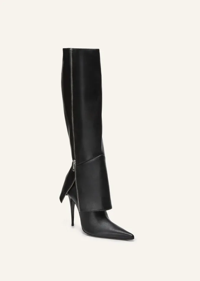 Shop Magda Butrym Shoes Exposed Zipper Boots In Black Leather Shop Magda Butrym Shoes Exposed Zipper Boots In Black Leather