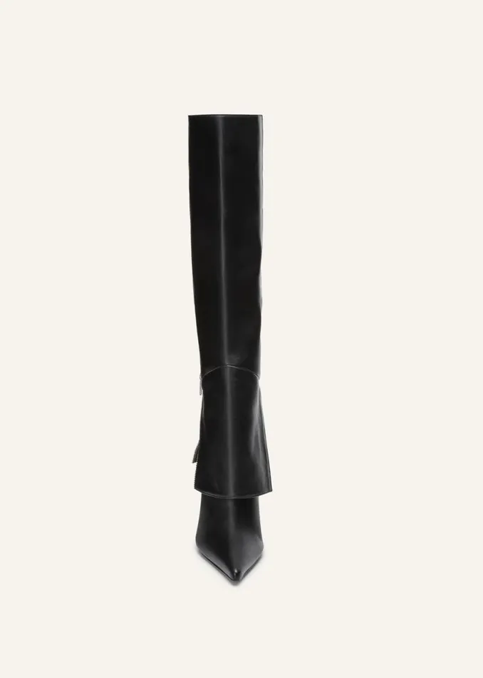 Shop Magda Butrym Shoes Exposed Zipper Boots In Black Leather Shop Magda Butrym Shoes Exposed Zipper Boots In Black Leather