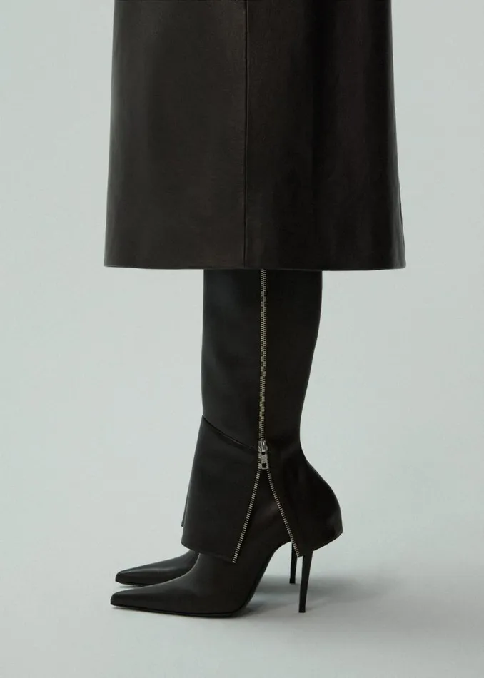Shop Magda Butrym Shoes Exposed Zipper Boots In Black Leather Shop Magda Butrym Shoes Exposed Zipper Boots In Black Leather