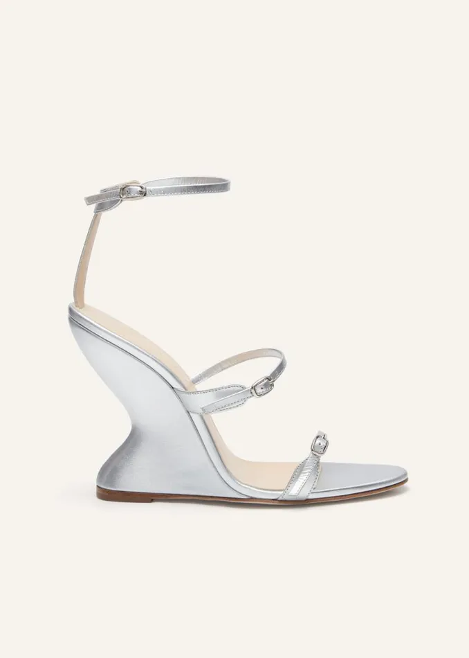 Shop Magda Butrym Shoes Inverted Wedge Sandals In Metallic