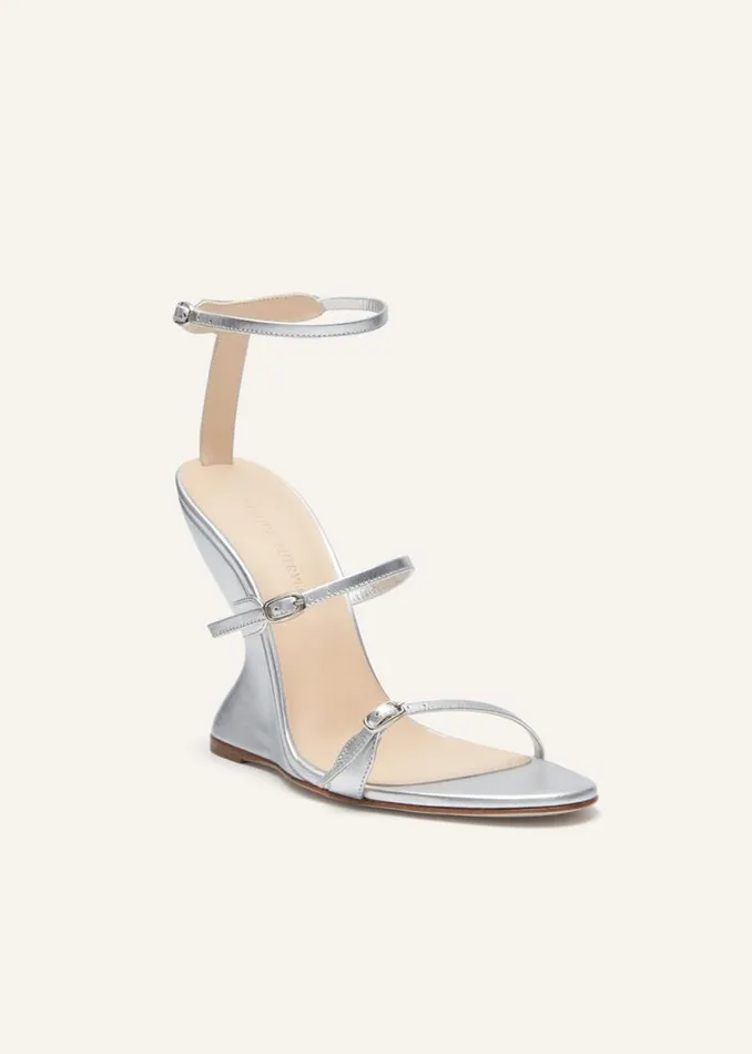 Shop Magda Butrym Shoes Inverted Wedge Sandals In Metallic Shop Magda Butrym Shoes Inverted Wedge Sandals In Metallic