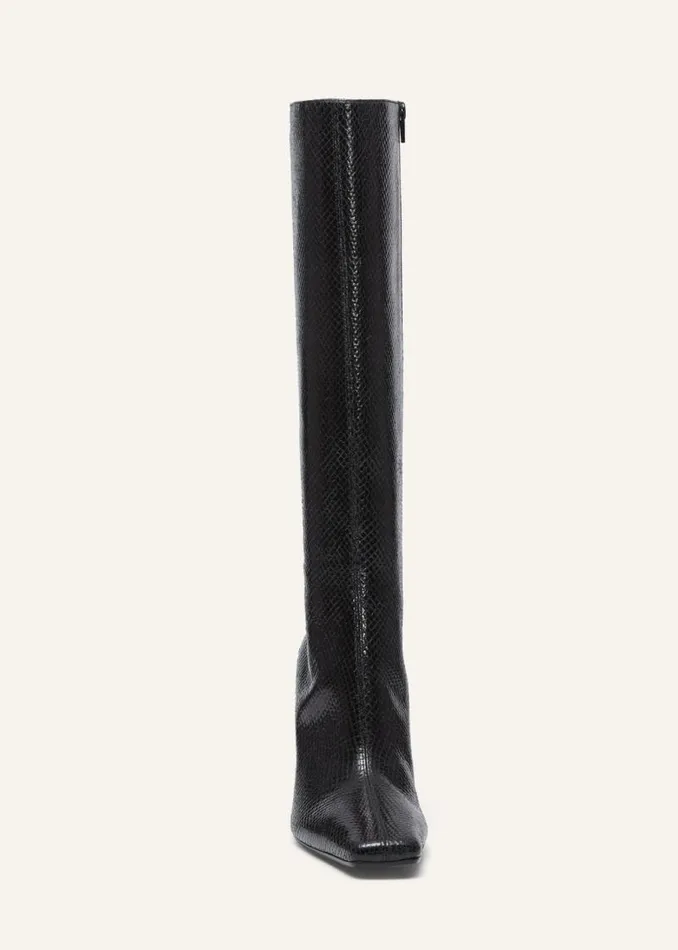 Shop Magda Butrym Shoes Scaleembossed Knee High Boots In Black Leather Shop Magda Butrym Shoes Scaleembossed Knee High Boots In Black Leather
