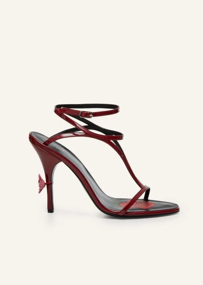 Shop Magda Butrym Shoes Strappy Sandal Heels In Burgundy Leather