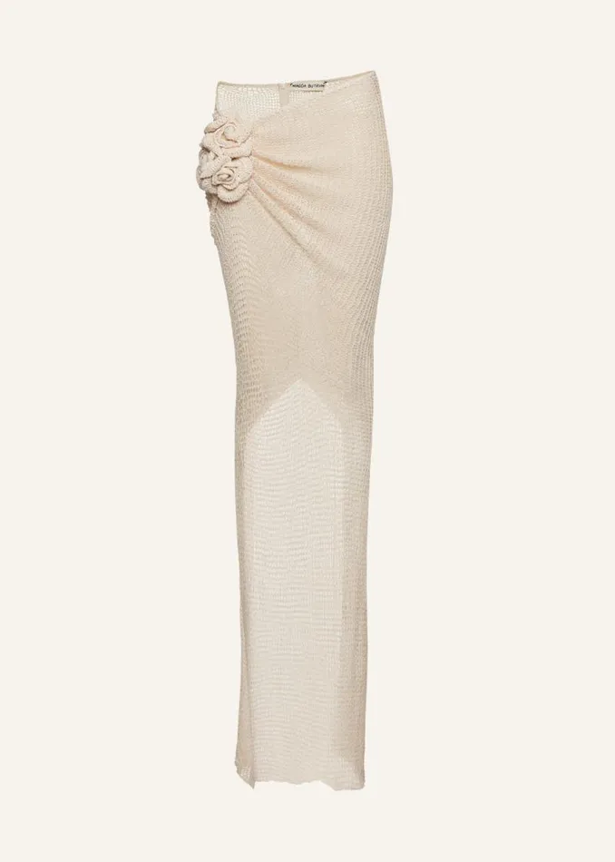 Shop Magda Butrym Skirts Netted Crochet Maxi Skirt In Cream