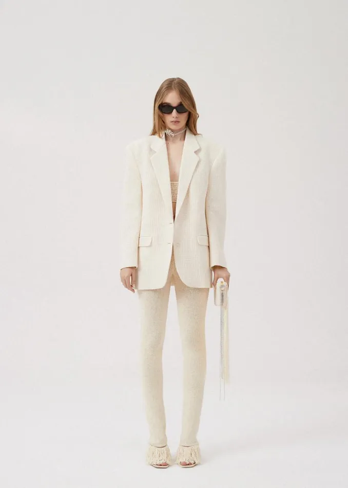 Shop Magda Butrym Tailoring And Suits Crochet Pants In Cream Shop Magda Butrym Tailoring And Suits Crochet Pants In Cream