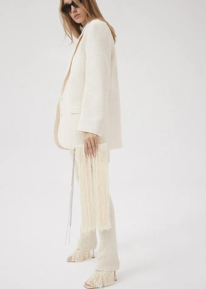 Shop Magda Butrym Tailoring And Suits Crochet Pants In Cream Shop Magda Butrym Tailoring And Suits Crochet Pants In Cream