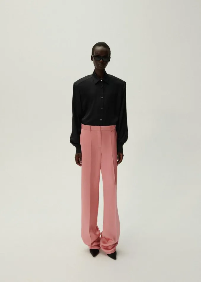 Shop Magda Butrym Tailoring And Suits Wide Leg Silk Tailored Pants In Pink Shop Magda Butrym Tailoring And Suits Wide Leg Silk Tailored Pants In Pink