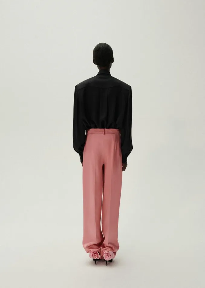 Shop Magda Butrym Tailoring And Suits Wide Leg Silk Tailored Pants In Pink Shop Magda Butrym Tailoring And Suits Wide Leg Silk Tailored Pants In Pink