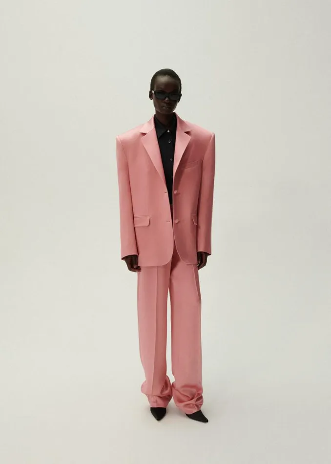 Shop Magda Butrym Tailoring And Suits Wide Leg Silk Tailored Pants In Pink Shop Magda Butrym Tailoring And Suits Wide Leg Silk Tailored Pants In Pink